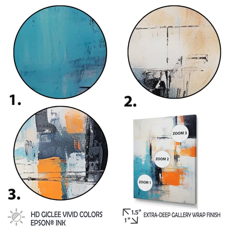 Designart "Cubist Visions Deconstructed Minimalism I" Abstract Painting Framed Canvas Prints